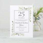 Rustic 25th Silver Wedding Jubileum Greenery Save The Date (Staand voorkant)