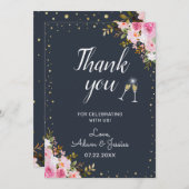 Rustic 25th Wedding Jubileum Champagne Floral Bedankkaart (Voorkant / Achterkant)