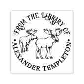 Rustic 2 Eland met Geweien Bibliotheek Boeknaam Zelfinktende Stempel (Design)