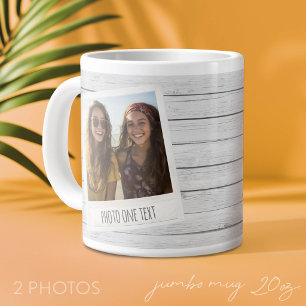 Rustic 2 Fotolijsten - Witte Shiplap Houten Print Grote Koffiekop