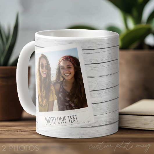 Rustic 2 Fotolijsten - Witte Shiplap Houten Print Koffiemok