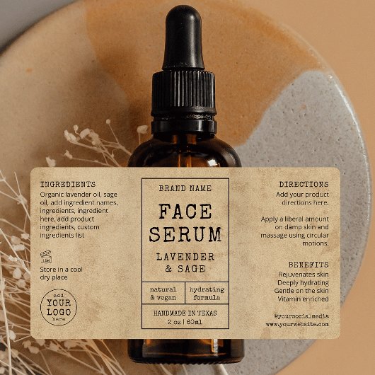 Rustic  2 OZ 60ml Cosmetische Fles Label