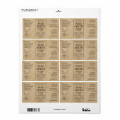 Rustic  2 OZ 60ml Cosmetische Fles Label (Full Sheet)