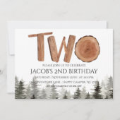 Rustic 2nd Birthday Boy Waterverf Woodland Kaart (Voorkant)