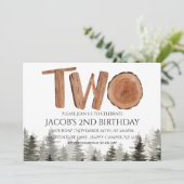 Rustic 2nd Birthday Boy Waterverf Woodland Kaart (Staand voorkant)