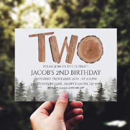 Rustic 2nd Birthday Boy Waterverf Woodland Kaart