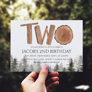 Rustic 2nd Birthday Boy Waterverf Woodland Kaart