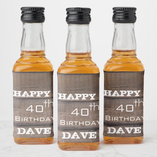 Rustic 30th 40th Happy Birthday Party Likeurfles Etiket (Flessen)
