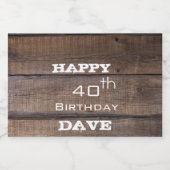 Rustic 30th 40th Happy Birthday Party Likeurfles Etiket (Enkel label)