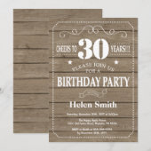 Rustic 30th Birthday Invitation Kaart (Voorkant / Achterkant)