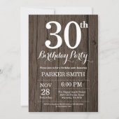 Rustic 30th Birthday Invitation Kaart (Voorkant)