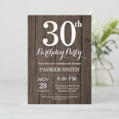 Rustic 30th Birthday Invitation Kaart (Staand voorkant)