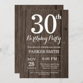 Rustic 30th Birthday Invitation Kaart (Voorkant / Achterkant)