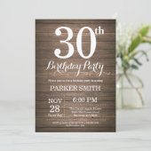 Rustic 30th Birthday Invitation Kaart (Staand voorkant)