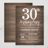Rustic 30th Birthday Invitation Kaart (Voorkant / Achterkant)