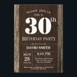 Rustic 30th Birthday Invitation  Wood Kaart<br><div class="desc">Rustic 30th Birthday Invitation with Rustic Wood Background. Retroland. Volwassen verjaardag. Mannelijke Mannen of vrouwen: Birthday. Kinder jongen of meisje Lady Teen Teenage Bday Invite. 13e 15e 16e 18e 21e 30e 40e 50e 60e 70e 80e 90e 100e. Elke leeftijd. Voor verdere aanpassing, te klikken gelieve de knoop "van de Aanpassing...</div>