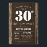 Rustic 30th Birthday Invitation  Wood Kaart<br><div class="desc">Rustic 30th Birthday Invitation with Rustic Wood Background. Retroland. Volwassen verjaardag. Mannelijke Mannen of vrouwen: Birthday. Kinder jongen of meisje Lady Teen Teenage Bday Invite. 13e 15e 16e 18e 21e 30e 40e 50e 60e 70e 80e 90e 100e. Elke leeftijd. Voor verdere aanpassing, te klikken gelieve de knoop "van de Aanpassing...</div>