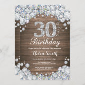 Rustic 30th Birthday Silver Diamond Kaart (Voorkant / Achterkant)