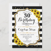 Rustic 30th Birthday - Sunflower Stripes Kaart (Voorkant)