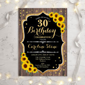Rustic 30th Birthday - Sunflower Wood Uitnodiging