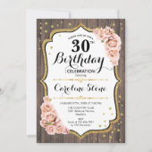 Rustic 30th Birthday - Wood Blush roze rozen Kaart (Voorkant)