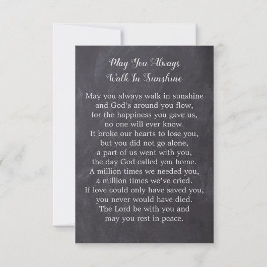 Rustic 3.5 x 5 Memorial Photo Funeral Prayer Kaart (Achterkant)