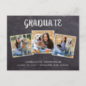 Rustic 3 Afstuderen fotoalkboard Aankondigingskaart (Voorkant)