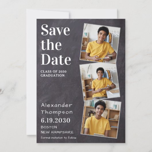 Rustic 3 Afstuderen met fotolaat sparen de datum Aankondiging (Voorkant)