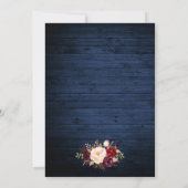 Rustic 3 Foto Burgundy Floral Lights Wood Weddensc Kaart (Achterkant)