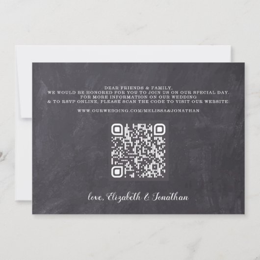 Rustic 3 Foto eenvoudige QR-code in één bruiloft Save The Date (Achterkant)