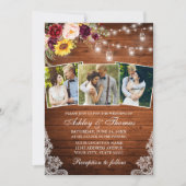 Rustic 3 Foto gemengd Floral Jar Lights Weddenscha Kaart (Voorkant)