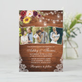 Rustic 3 Foto gemengd Floral Jar Lights Weddenscha Kaart (Staand voorkant)