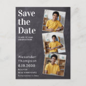 Rustic 3 Foto Leisteen Afstudeerdata Kaartje Aankondigingskaart (Voorkant)