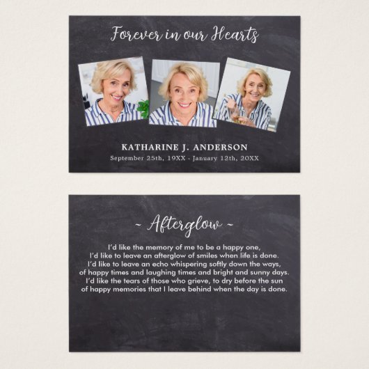 Rustic 3 Foto Memorial Funeral Prayer Kaart (Voorkant /achterkant)