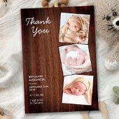 Rustic 3 Foto New Baby Country Wood Shower Bedankkaart