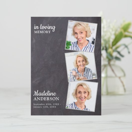 Rustic 3 Foto's herdenking van het leven Kaart (Staand voorkant)