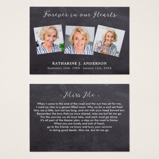 Rustic 3 Fotosympathie Memorial Prayer Kaart (Voorkant /achterkant)