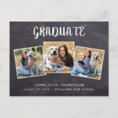 Rustic 3 Photo Chalkboard Afstuderen Uitnodiging P (Voorkant)