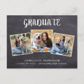 Rustic 3 Photo Chalkboard Afstuderen Uitnodiging P Briefkaart (Voorkant)