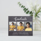Rustic 3 Photo Chalkboard Budget Afstuderen Kaart (Staand voorkant)