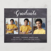 Rustic 3 Photo Chalkboard Budget Afstuderen Kaart (Voorkant)