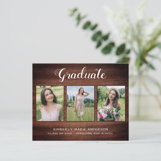 Rustic 3 Photo County Wood Budget Afstuderen (Staand voorkant)