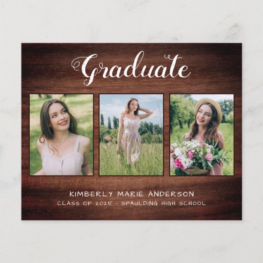 Rustic 3 Photo County Wood Budget Afstuderen (Voorkant)