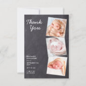 Rustic 3 Photo New Baby Chalkboard Shower Bedankkaart (Voorkant)