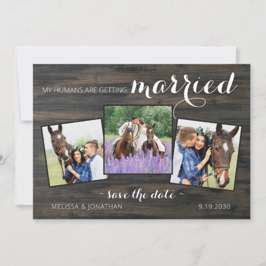Rustic 3 Verloving voor foto-paardenweddenschap me Save The Date (Voorkant)