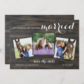 Rustic 3 Verloving voor foto-paardenweddenschap me Save The Date (Voorkant / Achterkant)