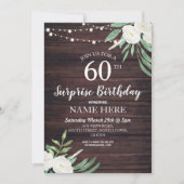 Rustic 40th 60th Birthday Party Wood Floral Invite Kaart (Voorkant)