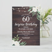 Rustic 40th 60th Birthday Party Wood Floral Invite Kaart (Staand voorkant)