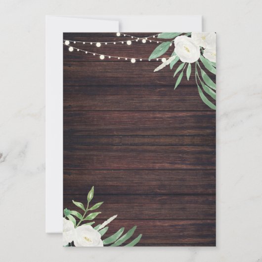 Rustic 40th 60th Birthday Party Wood Floral Invite Kaart (Achterkant)