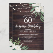Rustic 40th 60th Birthday Party Wood Floral Invite Kaart (Voorkant / Achterkant)